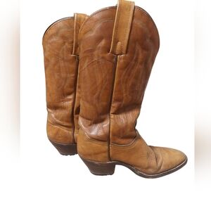 Frye Tan Heeled Boots with Western Charm/ Vintage
